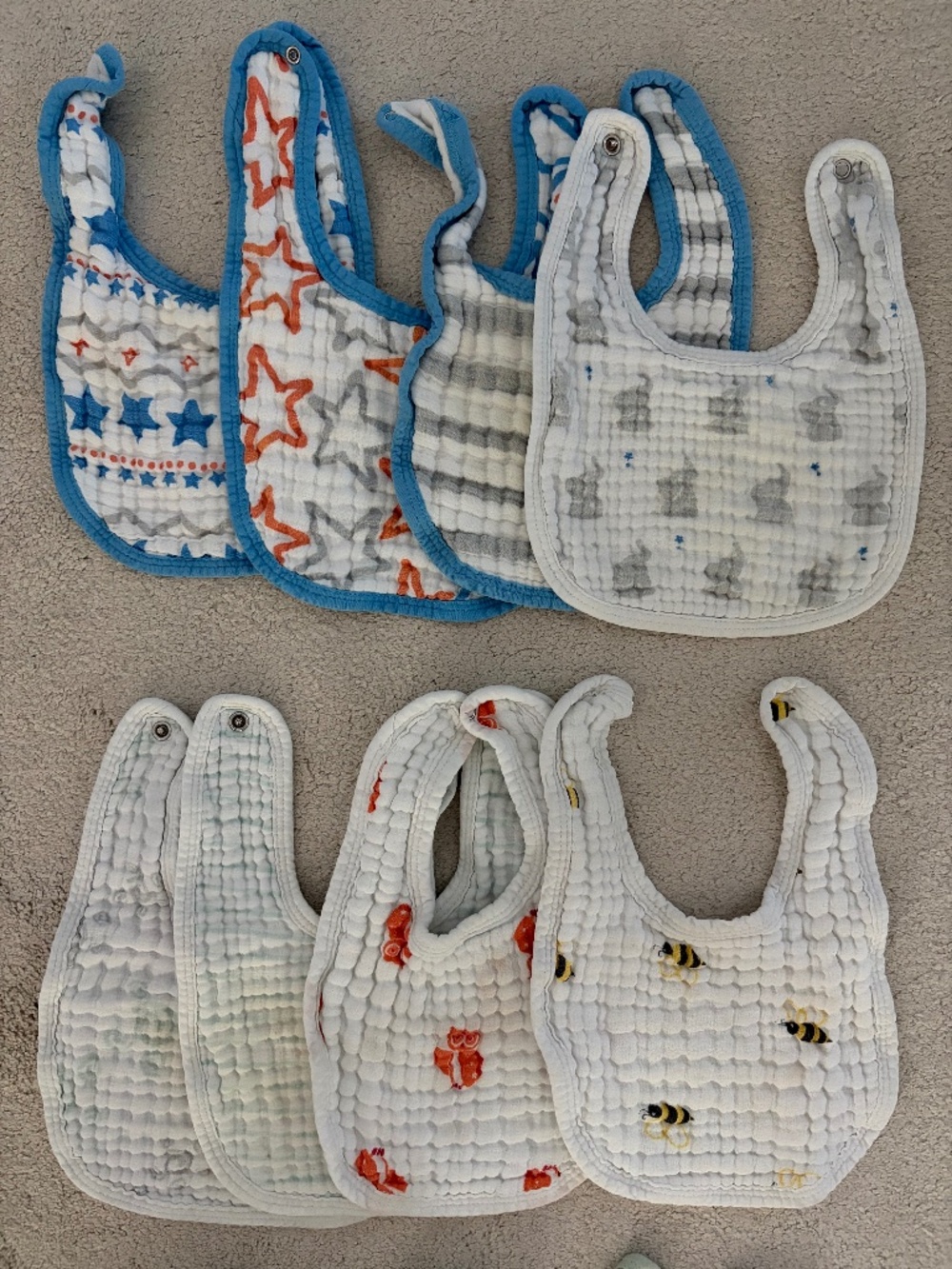 Eight Aden + Anais snap bibs